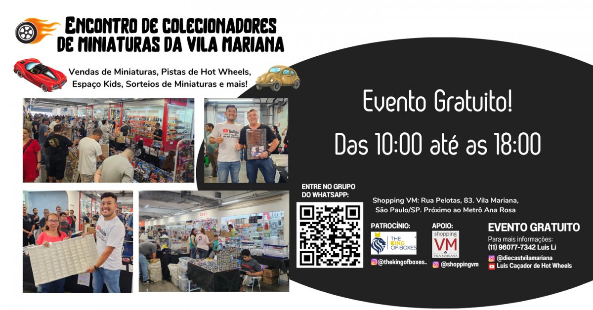 Encontro de colecionadores de Hot Wheels e Matchbox toma o Shopping VM neste sábado